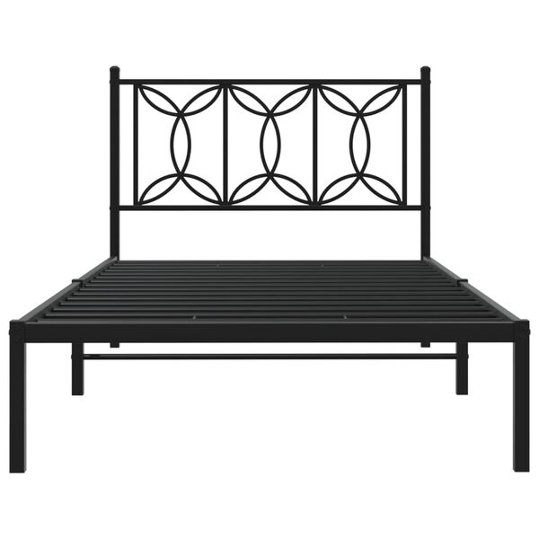 vidaXL Cadre de lit m&eacute;tal sans matelas avec t&ecirc;te de lit noir 100x190cm