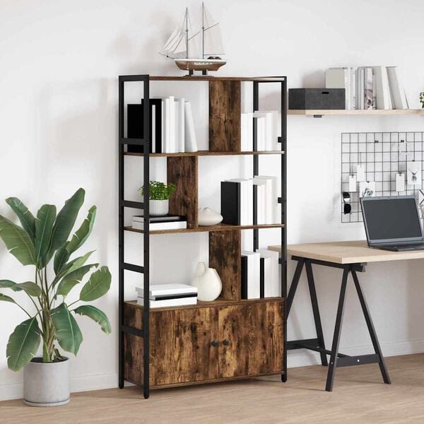 vidaXL &Eacute;tag&egrave;re Ch&ecirc;ne fum&eacute; 80 x 30 x 155,5 cm Bois d'ing&eacute;nierie