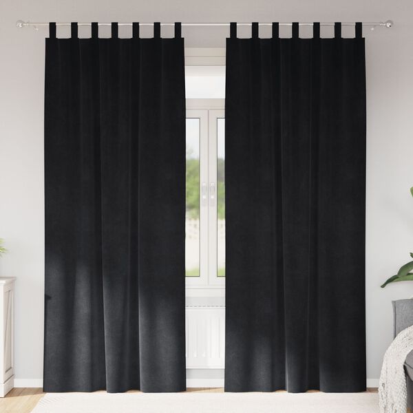 vidaXL Rideaux occultants 2 pcs Noir 140 x 245 cm Velours