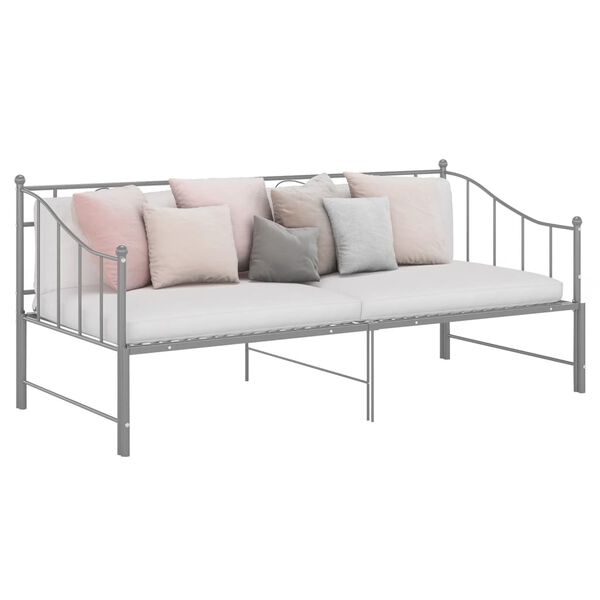 vidaXL Cadre de canap&eacute;-lit extensible sans matelas gris m&eacute;tal 90x200cm