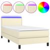 vidaXL Sommier &agrave; lattes de lit avec matelas et LED Cr&egrave;me 80x200cm