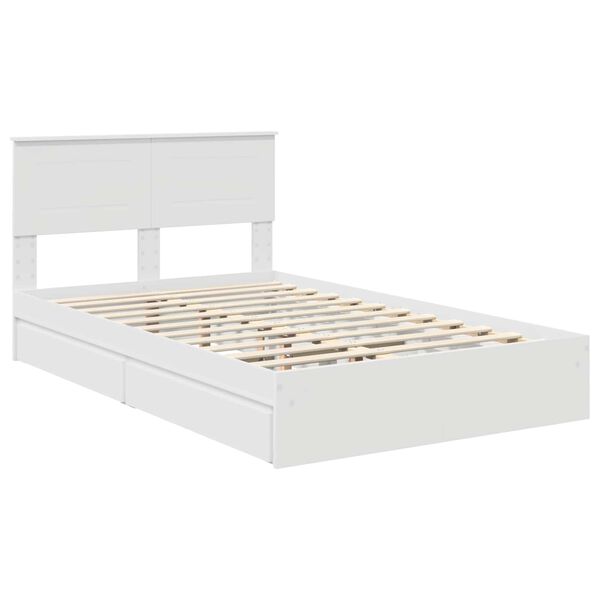 vidaXL Lit de Rangement Blanc 135 x 190 cm Bois d'ing&eacute;nierie