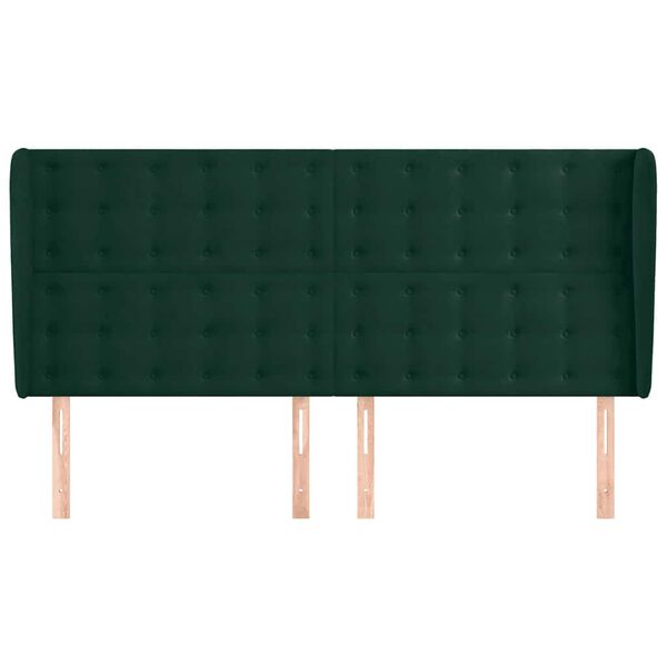 vidaXL T&ecirc;te de lit avec oreilles Vert fonc&eacute; 163x23x118/128 cm Velours