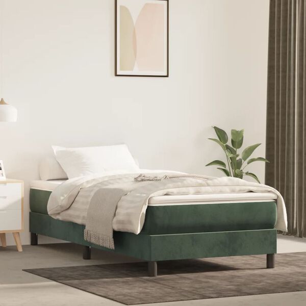 vidaXL Sommier à lattes de lit et matelas Vert foncé 80x200 cm Velours