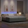 vidaXL Lit &agrave; ressort LED avec matelas Gris clair 200 x 200 cm Velours
