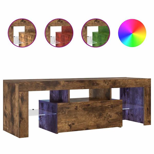 vidaXL Meuble TV avec lumi&egrave;res LED ch&ecirc;ne fum&eacute; 120x35x40 cm