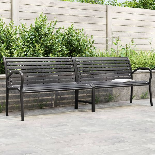vidaXL Banc double de jardin noir 231 cm acier et WPC