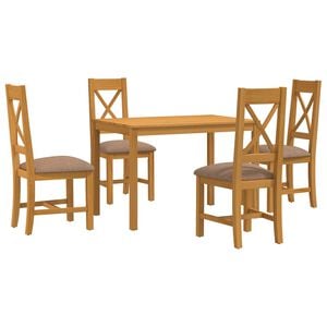 vidaXL Ensemble de salle &agrave; manger 5 pc Gris Bois de ch&ecirc;ne massif