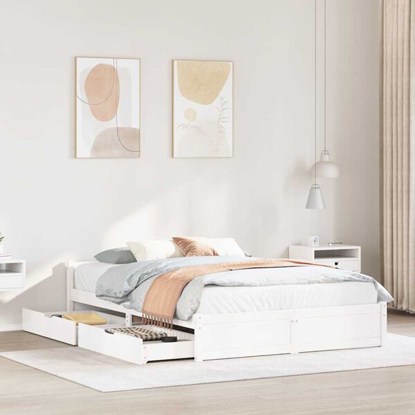 vidaXL Cadre de lit sans matelas blanc 120x200 cm bois de pin massif