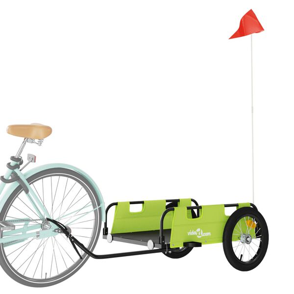 vidaXL Remorque de v&eacute;lo vert tissu oxford et fer
