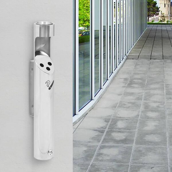 vidaXL Cendrier &agrave; fixation murale Acier inoxydable