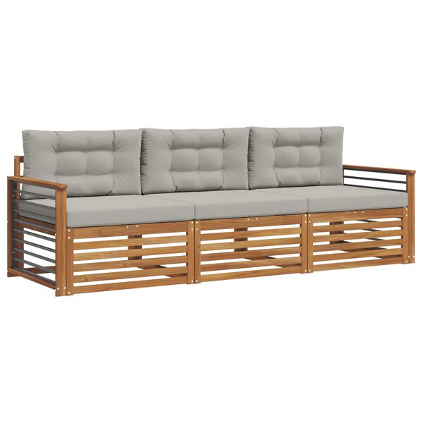 vidaXL Ensemble de canap&eacute;s d'ext&eacute;rieur 3 pcs Gris Naturel et Clair