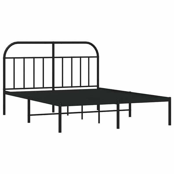 vidaXL Cadre de lit m&eacute;tal sans matelas avec t&ecirc;te de lit noir 150x200cm
