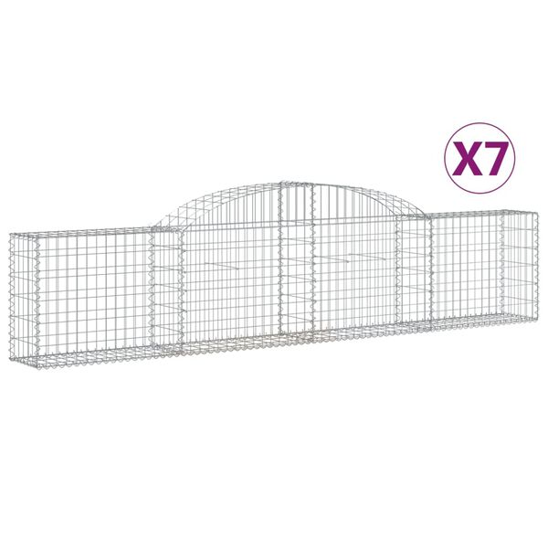 vidaXL Paniers à gabions arqués 7 pcs 300x30x60/80 cm Fer galvanisé