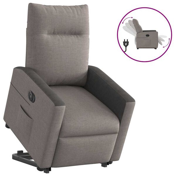 vidaXL Fauteuil inclinable &eacute;lectrique taupe tissu