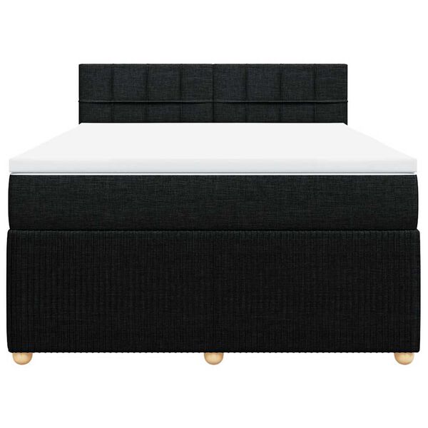 vidaXL Sommier &agrave; lattes de lit avec matelas Noir 140x200 cm Tissu