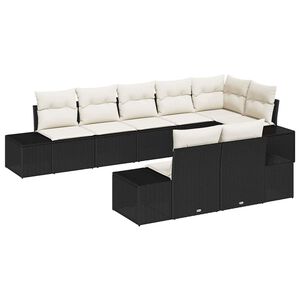 vidaXL Ensemble de canap&eacute; de jardin 8 pcs Noir et Cr&egrave;me Poly rotin