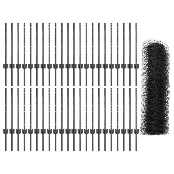 vidaXL Cl&ocirc;ture avec poteau Gris 0,5 x 100 m Acier et PVC