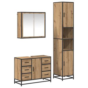 vidaXL Ensemble de mobilier de salle de bain 3 pcs Ch&ecirc;ne artisanal