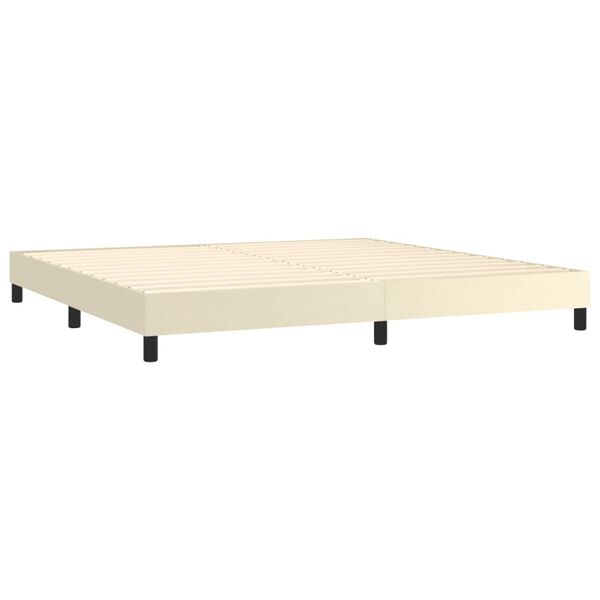 vidaXL Sommier &agrave; lattes de lit avec matelas Cr&egrave;me 200x200cm Similicuir