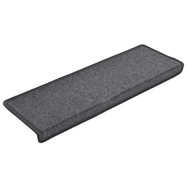 vidaXL Tapis d'escalier 15 pièces 65 x 21 x 4 cm Gris foncé Bord rectangulaire
