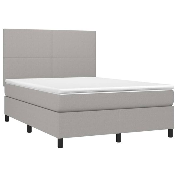 vidaXL Sommier &agrave; lattes de lit et matelas et LED Gris clair 140x190 cm