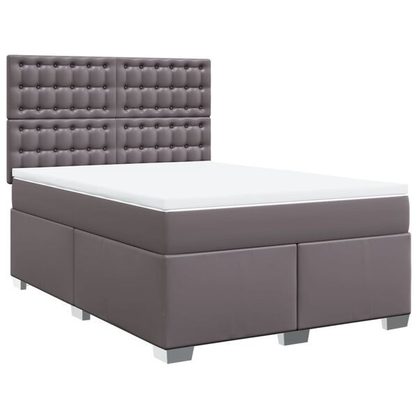 vidaXL Sommier &agrave; lattes de lit avec matelas Gris 140x200 cm Similicuir