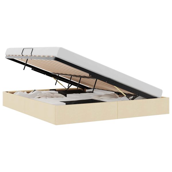 vidaXL Lit de Rangement avec t&ecirc;te de lit Cr&egrave;me 180 x 200 cm tissu