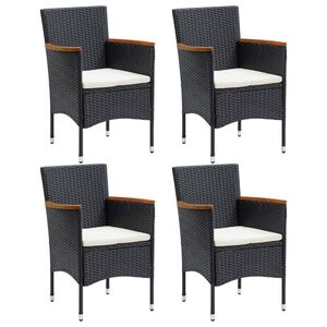 vidaXL Chaises &agrave; manger de jardin lot de 4 r&eacute;sine tress&eacute;e noir