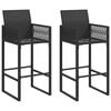 vidaXL Tabourets de bar de jardin lot de 2 noir r&eacute;sine tress&eacute;e