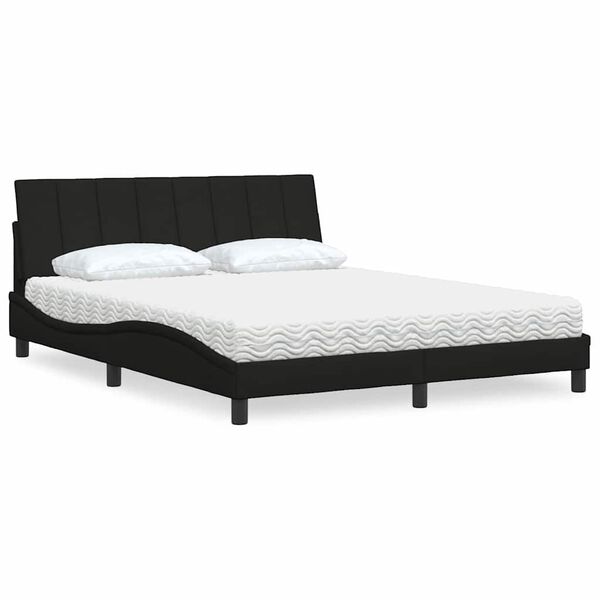 vidaXL Lit avec matelas Hanko noir 160x200 cm tissu