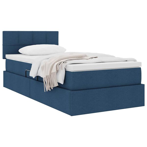 vidaXL Lit avec rangement et matelas avec matelas Bleu 90 x 200 cm