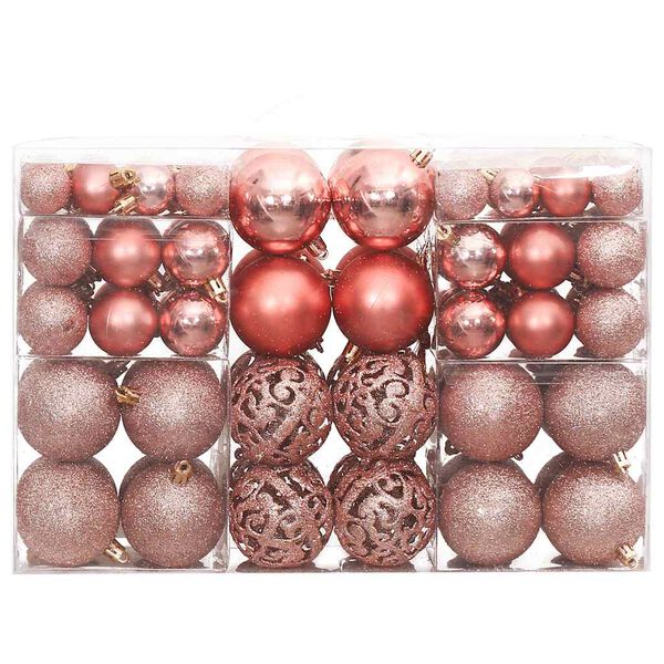 vidaXL Boules de Noël 100 pcs rose et rosé 3 / 4 / 6 cm