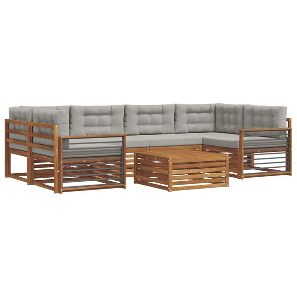 vidaXL Ensemble de canap&eacute;s d'ext&eacute;rieur 7 pcs Gris Naturel et Clair