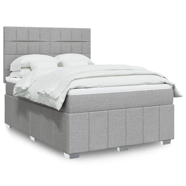 vidaXL Sommier &agrave; lattes de lit avec matelas Gris clair 140x200cm Tissu