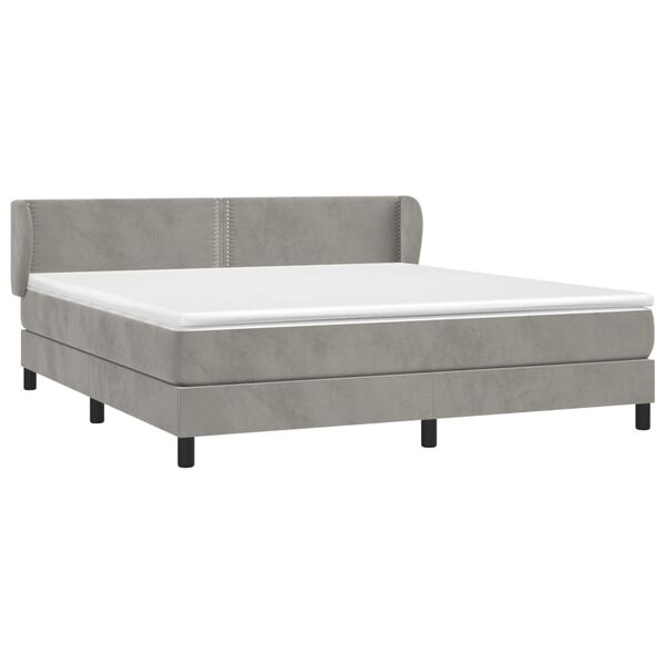 vidaXL Sommier &agrave; lattes de lit et matelas Gris clair 180x200cm Velours