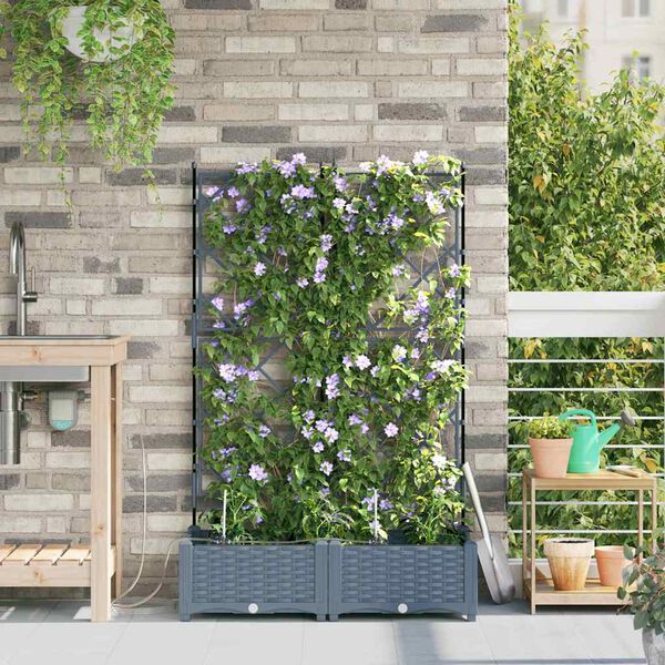 vidaXL Cache-pot de jardin 2 pcs Gris Clair Acier