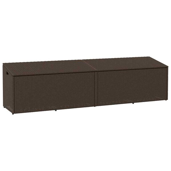 vidaXL Bo&icirc;te de rangement de jardin marron 220x50x58 cm r&eacute;sine tress&eacute;e