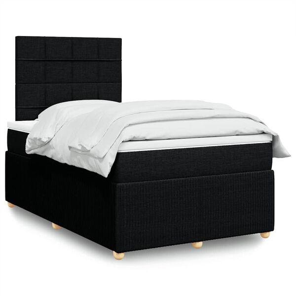 vidaXL Sommier &agrave; lattes de lit avec matelas noir 120x190 cm tissu