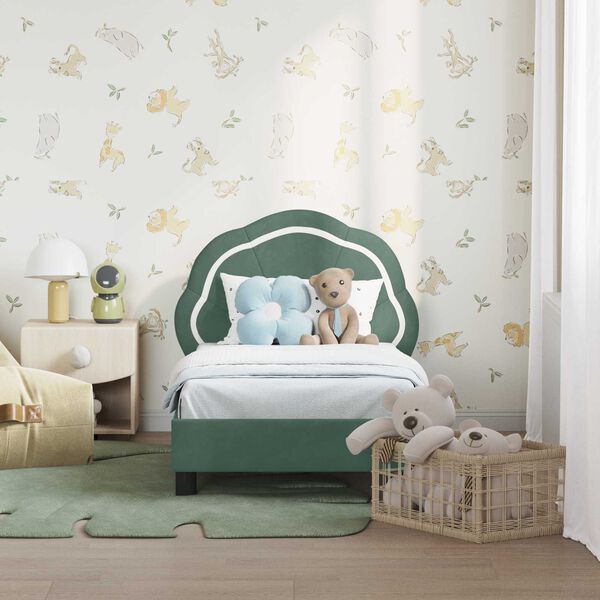 vidaXL Cadre de lit pour tout-petit avec tête de lit Vert Mer