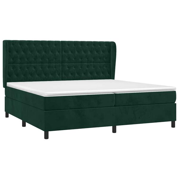 vidaXL Sommier &agrave; lattes de lit et matelas Vert fonc&eacute; 200x200cm Velours