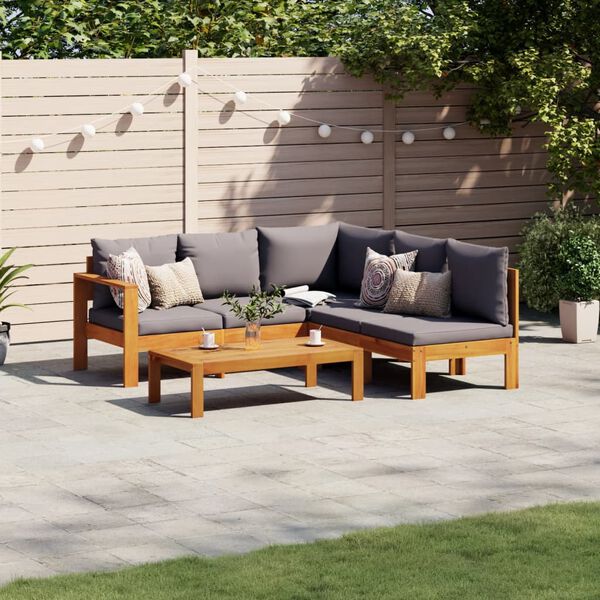 vidaXL Salon de jardin avec coussins 4 pcs bois d'acacia massif