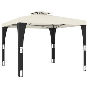vidaXL Tonnelle &agrave; double toit cr&egrave;me 2,98x2,98 m acier