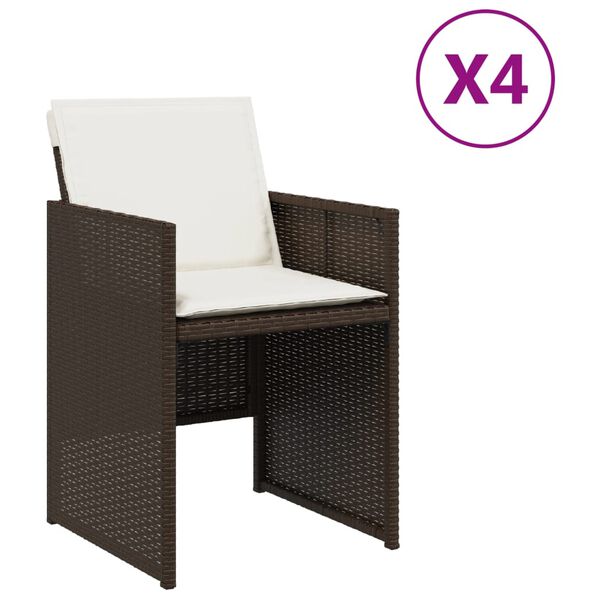 vidaXL Chaises de jardin avec coussins lot de 4 marron r&eacute;sine tress&eacute;e