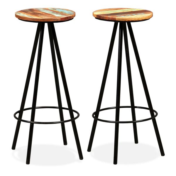 vidaXL Tabourets de bar lot de 2 bois massif de r&eacute;cup&eacute;ration