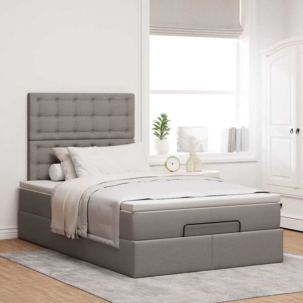 vidaXL Cadre de lit ottoman avec matelas taupe 120x200 cm tissu