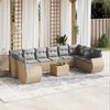 vidaXL Salon de jardin 11 pcs avec coussins beige r&eacute;sine tress&eacute;e