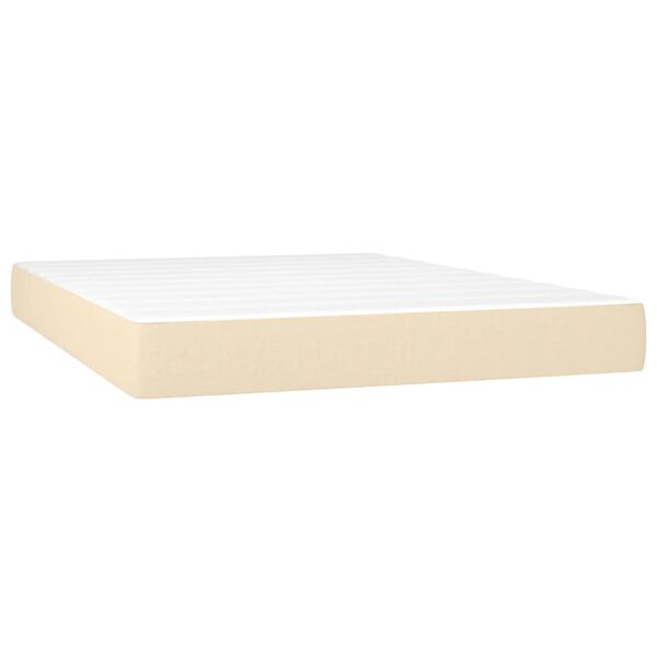 vidaXL Sommier &agrave; lattes de lit avec matelas Cr&egrave;me 140x200 cm Tissu