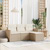 vidaXL Salon de jardin avec coussins 4 pcs beige r&eacute;sine tress&eacute;e
