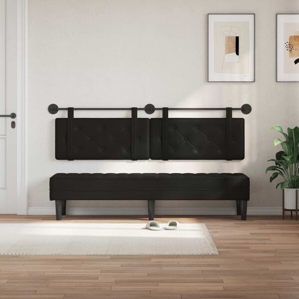 vidaXL T&ecirc;te de lit suspendue Noir 170 x 55 x 5 cm Simili cuir